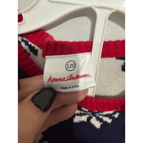 Hanna‎ Andersson Kids Girls Blue Snowflake Knit Christmas Holiday Dress - Picture 2 of 2